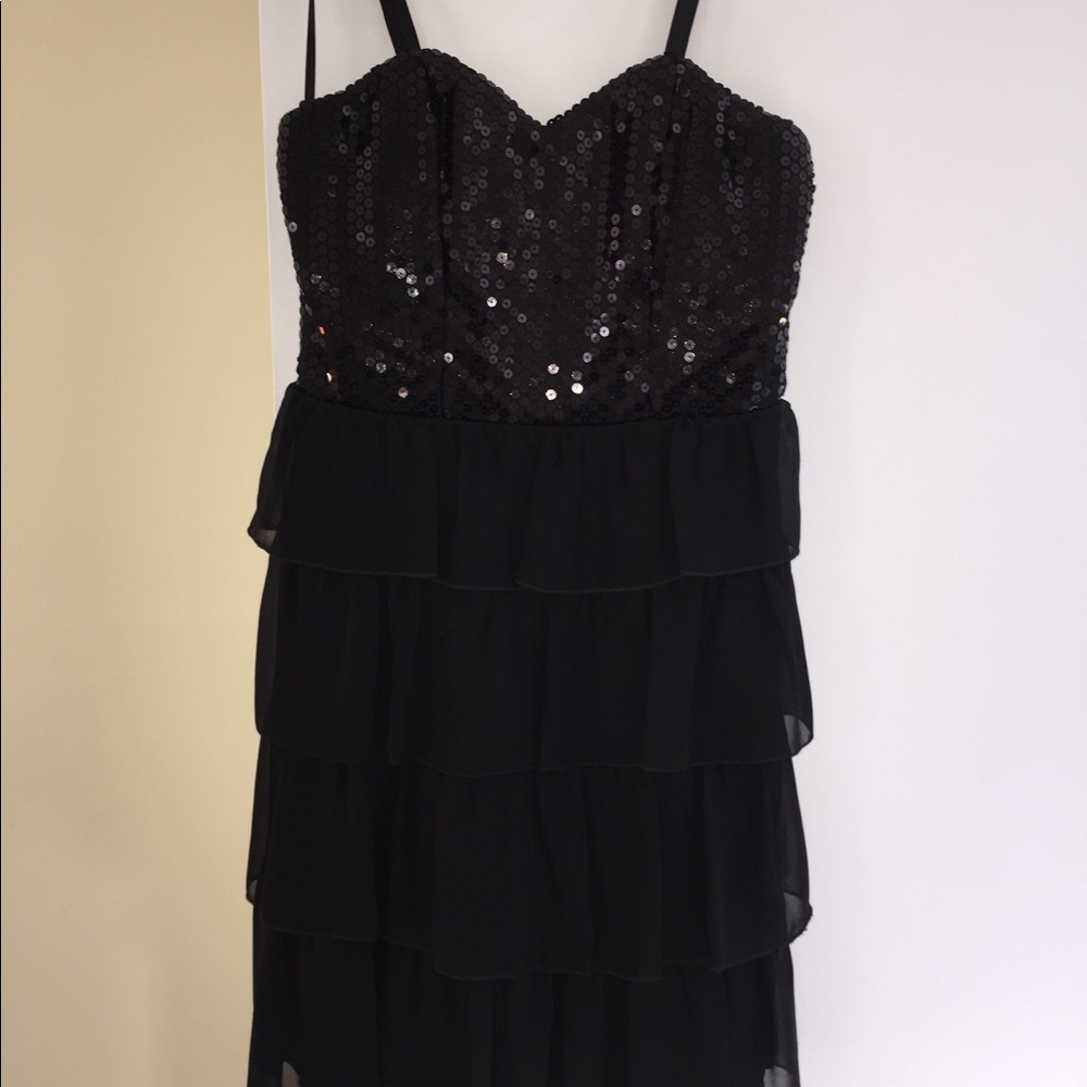Black sequined, ruffle dress